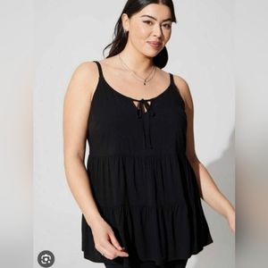 Gorgeous Rayon Slub Tiered Tie Front Cami